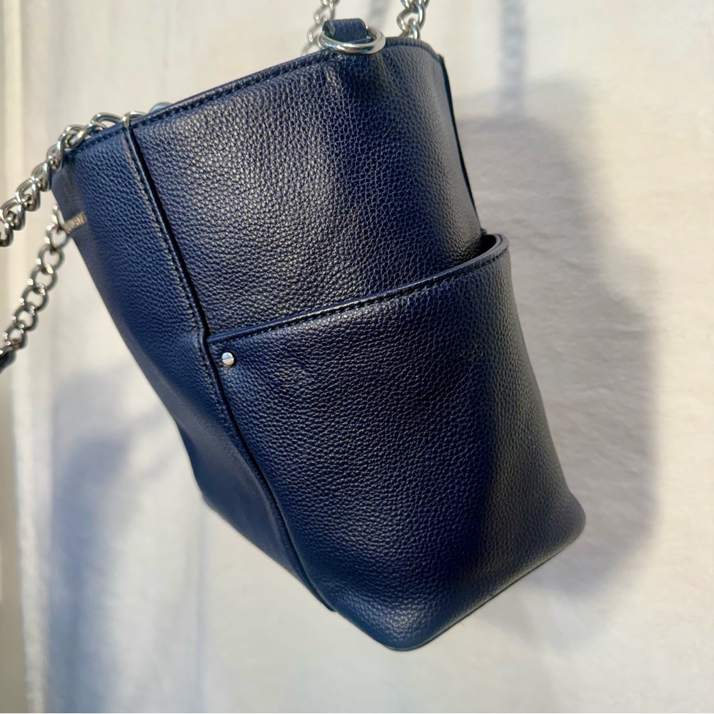 Dana Buchman Navy Leather Shoulder Bag - Picture 10 of 11